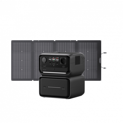 Generatoare Solare EcoFlow - Kit Generator Solar Portabil EcoFlow River 3 Max Plus, 858Wh, 600W cu panou 220W