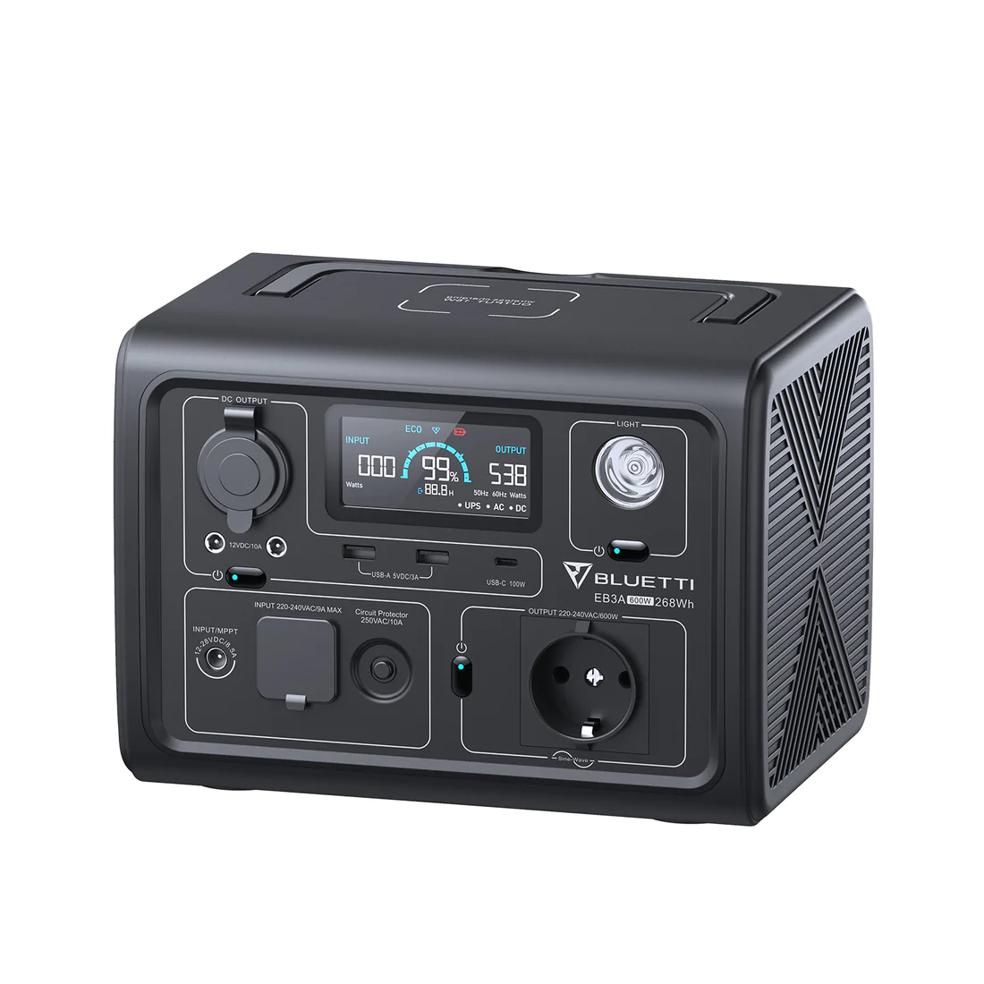 Statie de alimentare portabila Bluetti Poweroak EB3A 600W 268Wh, ecran LCD, 600W, 268,8Wh, LiFePO4, Putere de varf 1200W [4]