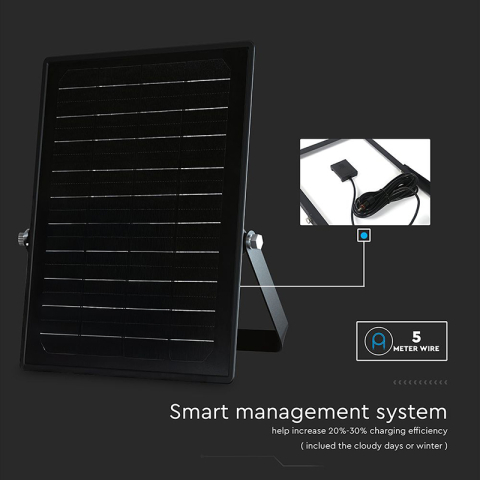 Proiector LED solar 10W 1500lm IP65 cu lumina rece si neutra 4000K + 6000K - Negru [16]