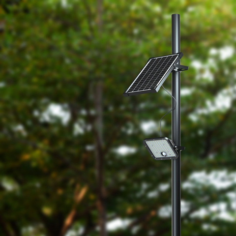 Proiector LED solar 10W 1500lm IP65 cu lumina rece si neutra 4000K + 6000K - Negru [18]