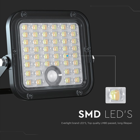 Proiector LED solar 10W 1500lm IP65 cu lumina rece si neutra 4000K + 6000K - Negru [7]