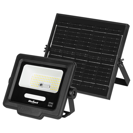 Iluminat solar - Proiector LED solar 60W 6800K cu panou solar si telecomanda