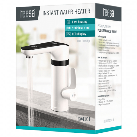 Robinet electric instant Teesa, de apa calda, 3500W, alb cu display digital [4]