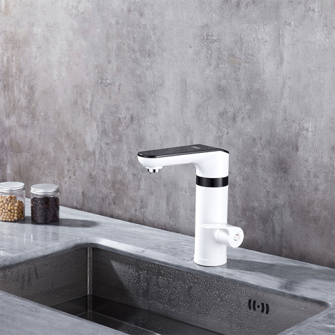 Robinet electric instant Teesa, de apa calda, 3500W, alb cu display digital [6]