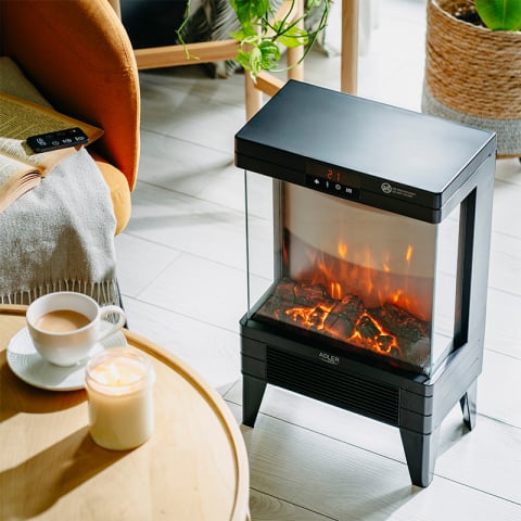 Semineu electric 2000W, sticla securizata, efect flacara 3D, 2 trepte [8]