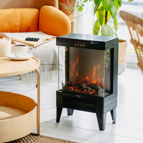 Semineu electric 2000W, sticla securizata, efect flacara 3D, 2 trepte [9]