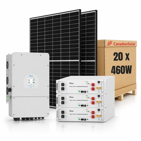 Sisteme fotovoltaice hibrid - Sistem Fotovoltaic 10kW cu Invertor Deye, 9.2kWp Panouri Canadian Solar si Baterie 15.36kWh