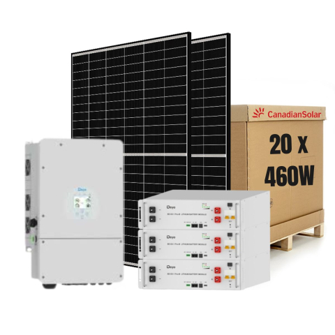 Sisteme fotovoltaice hibrid - Sistem Fotovoltaic 10kW cu Invertor Deye, 9.2kWp Panouri Canadian Solar si Baterie 15.36kWh