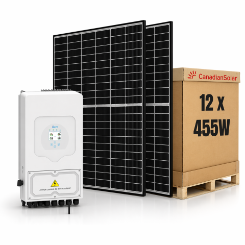 Sisteme fotovoltaice hibrid - Sistem Fotovoltaic 6kW cu Invertor Hibrid Deye si 5.46kWp Panouri Canadian Solar