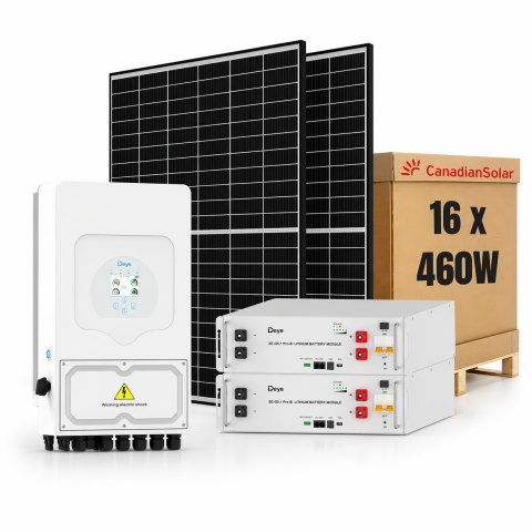 Sisteme fotovoltaice hibrid - Sistem Fotovoltaic 8kW cu Invertor Hibrid Deye, 7.36kWp Panouri Canadian Solar si Baterie 10.24kWh