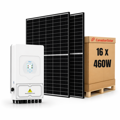 Sisteme fotovoltaice hibrid - Sistem Fotovoltaic 8kW cu Invertor Hibrid Deye si 7.36kWp Panouri Canadian Solar 460W