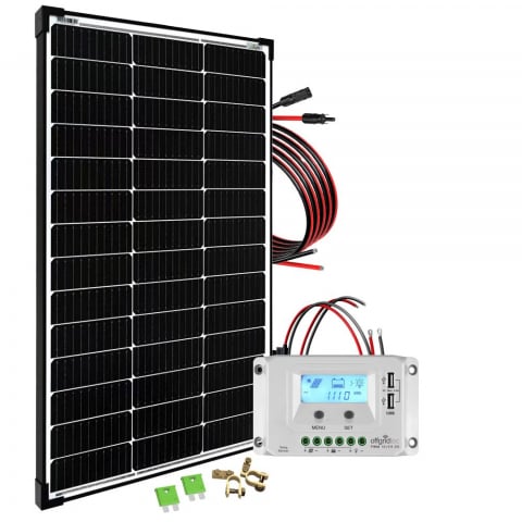 Sisteme fotovoltaice off-grid - Kit fotovoltaic off-grid 100W 12V pentru iluminat si mici consumatori