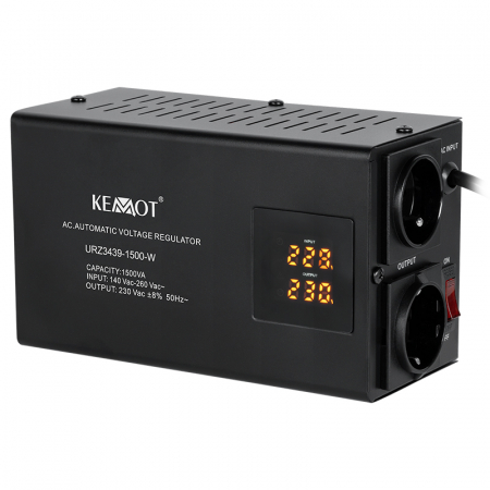 Stabilizatoare Tensiune - Stabilizator de tensiune automat 1500 VA / 1050 W, 2 x Shucko, 150 - 270 V AC, Monofazat, 117 x 197 x 90 mm