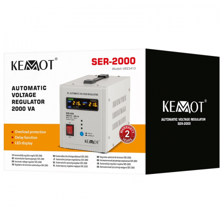 Stabilizator de Tensiune Automat 2000VA, 145–260V AC, 2 x Schuko, Monofazat, Kemot [4]