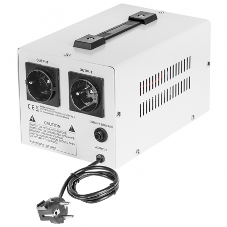 Stabilizator de tensiune cu servomotor 1000VA, 130-260V AC, 2 x Schuko, Monofazat, Kemot [2]