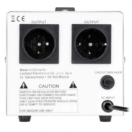 Stabilizator de tensiune cu servomotor 1000VA, 130-260V AC, 2 x Schuko, Monofazat, Kemot [3]