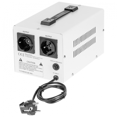 Stabilizator de tensiune cu servomotor 500VA, 130-260V AC, 2 x Schuko, Monofazat, Kemot [3]