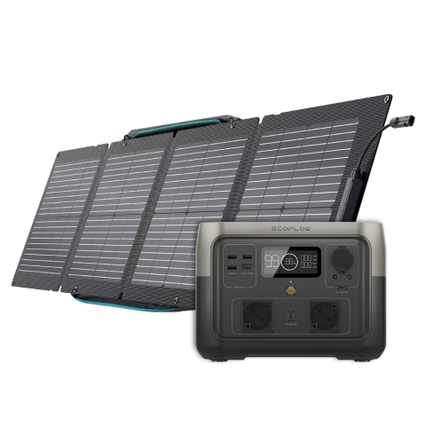 Generatoare Solare EcoFlow - Kit generator solar portabil 512Wh 1000W EcoFlow River 2 Max + panou 110W