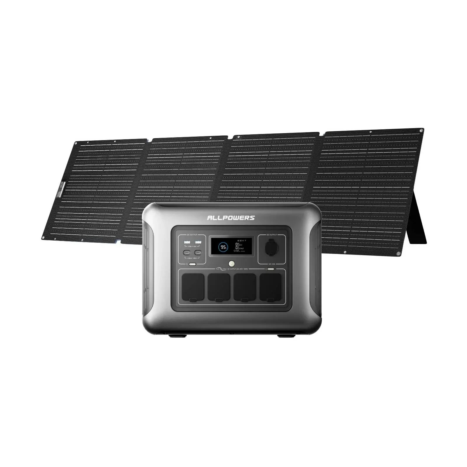 Kituri Generatoare Solare peste 1000W - Kit generator solar portabil Allpowers R1500 LITE, 1800W 1152Wh cu panou 200W