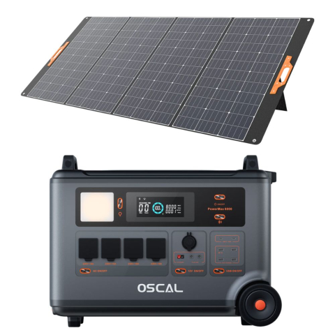 Toate generatoarele solare - Kit Generator Solar Portabil 6000W 3600Wh Blackview OSCAL PowerMax 6000 + panou solar 400W