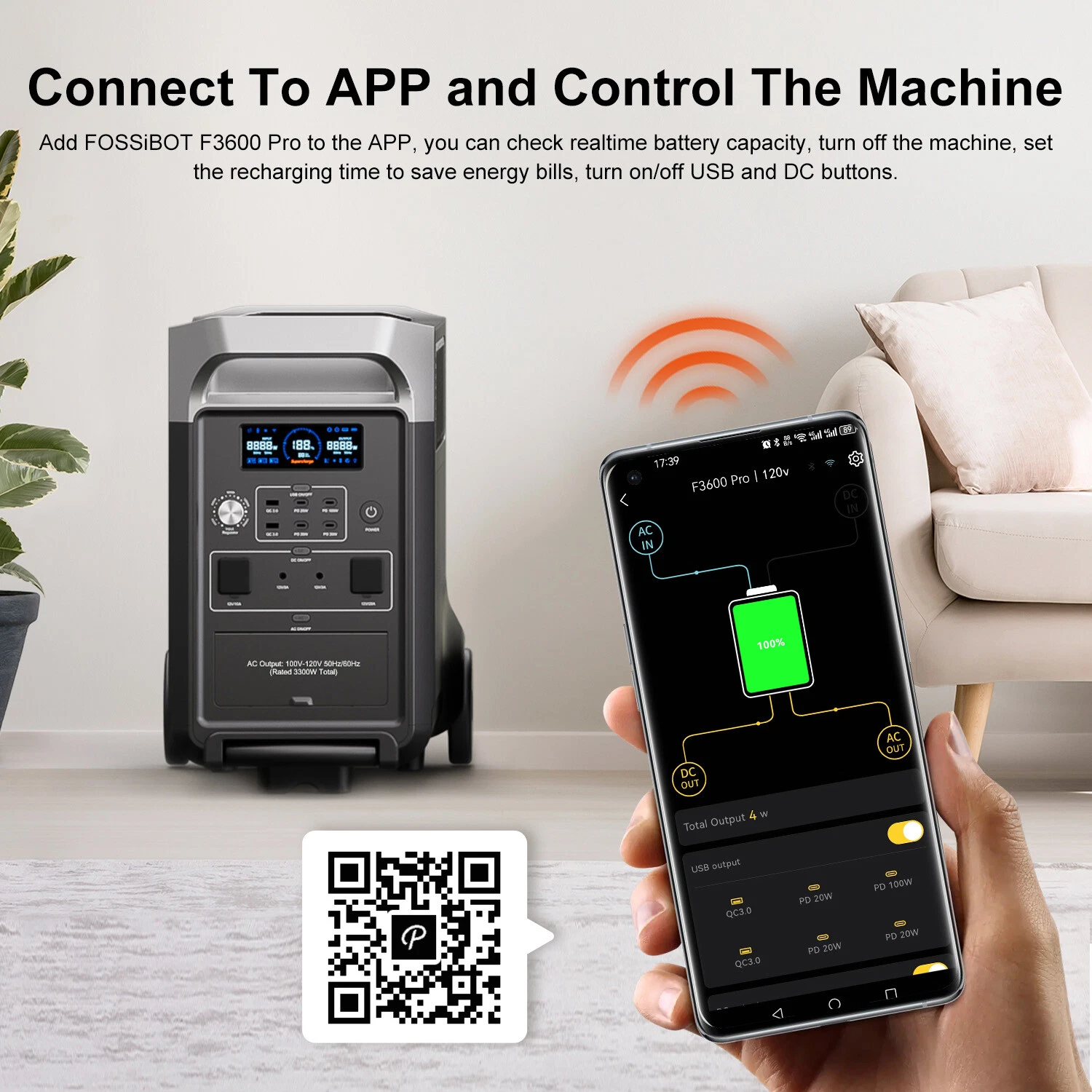 Kit generator solar portabil Fossibot F3600 Pro Negru, 3300W, 7680Wh cu panou 3 x 420W + baterie extensie [8]