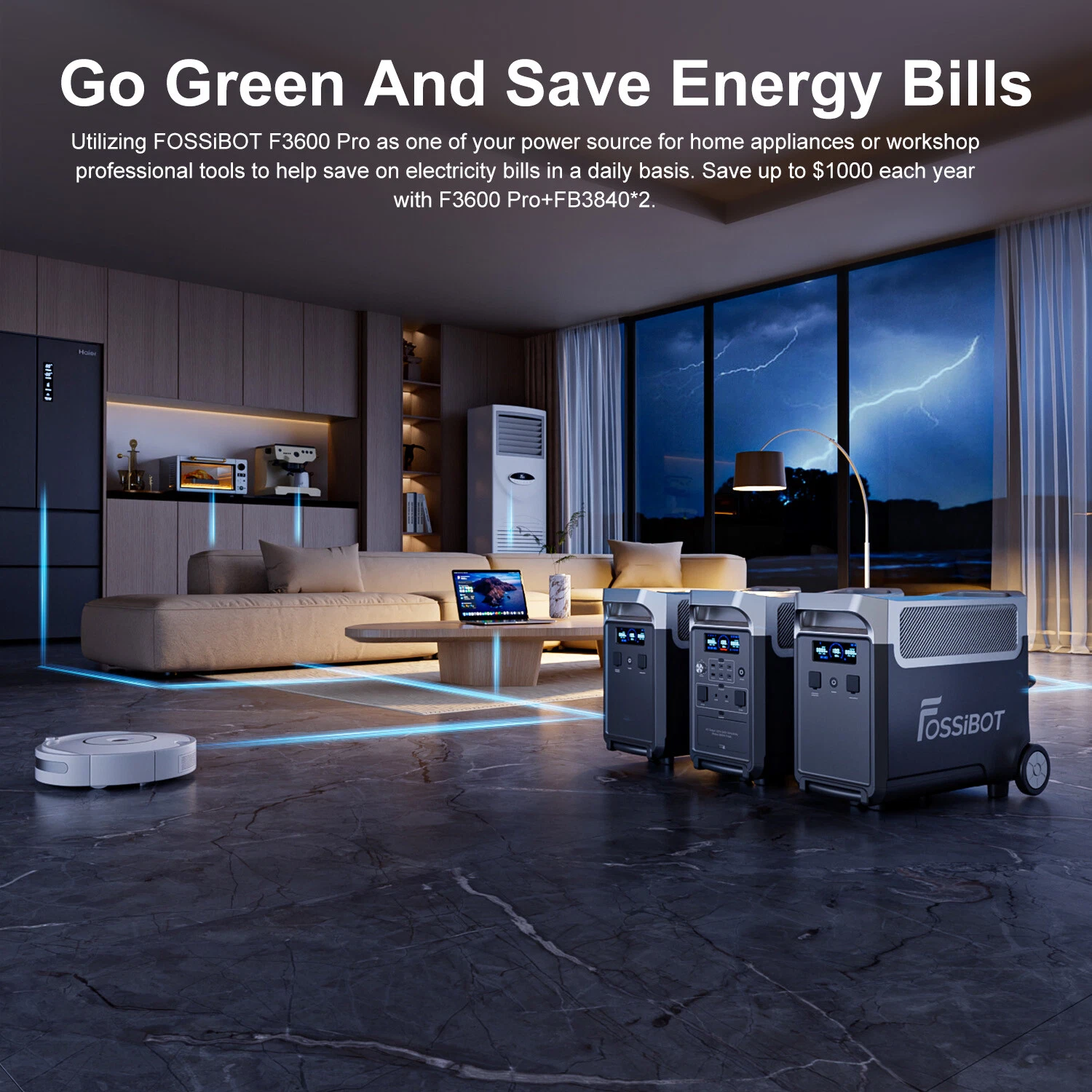 Kit generator solar portabil Fossibot F3600 Pro Negru, 3300W, 3840Wh cu panou 420W [10]