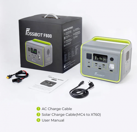 Statie de alimentare portabila Fossibot F800 Verde, 800W, 512Wh, Ecran LCD, Protectie BMS, 8 iesiri, Lanterna LED, SOS [8]