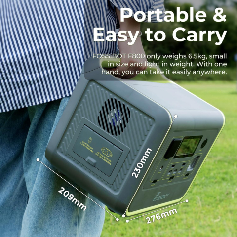 Statie de alimentare portabila Fossibot F800 Verde, 800W, 512Wh, Ecran LCD, Protectie BMS, 8 iesiri, Lanterna LED, SOS [4]