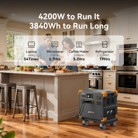 Statie de alimentare portabila Pecron E3800LFP 3840Wh 4200W + Carucior CADOU [5]