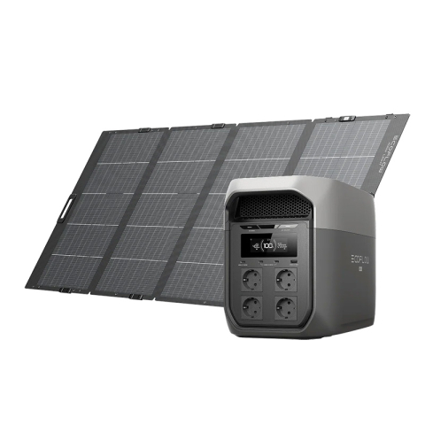 Generatoare Solare EcoFlow - Kit generator solar portabil EcoFlow Delta 3 Max 2048Wh, 2400W + panou 160W