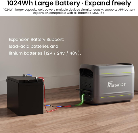 Kit generator solar portabil FOSSIBOT F1800 de 1800W 1024Wh (gri) cu panou 200W [10]
