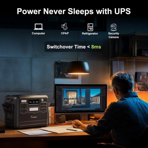 Statie de incarcare portabila Fossibot F2400 Negru, 2400W, 2048Wh, 640000mAh, Ecran LCD, Protectie BMS, 16 iesiri, Lanterna LED, SOS [17]