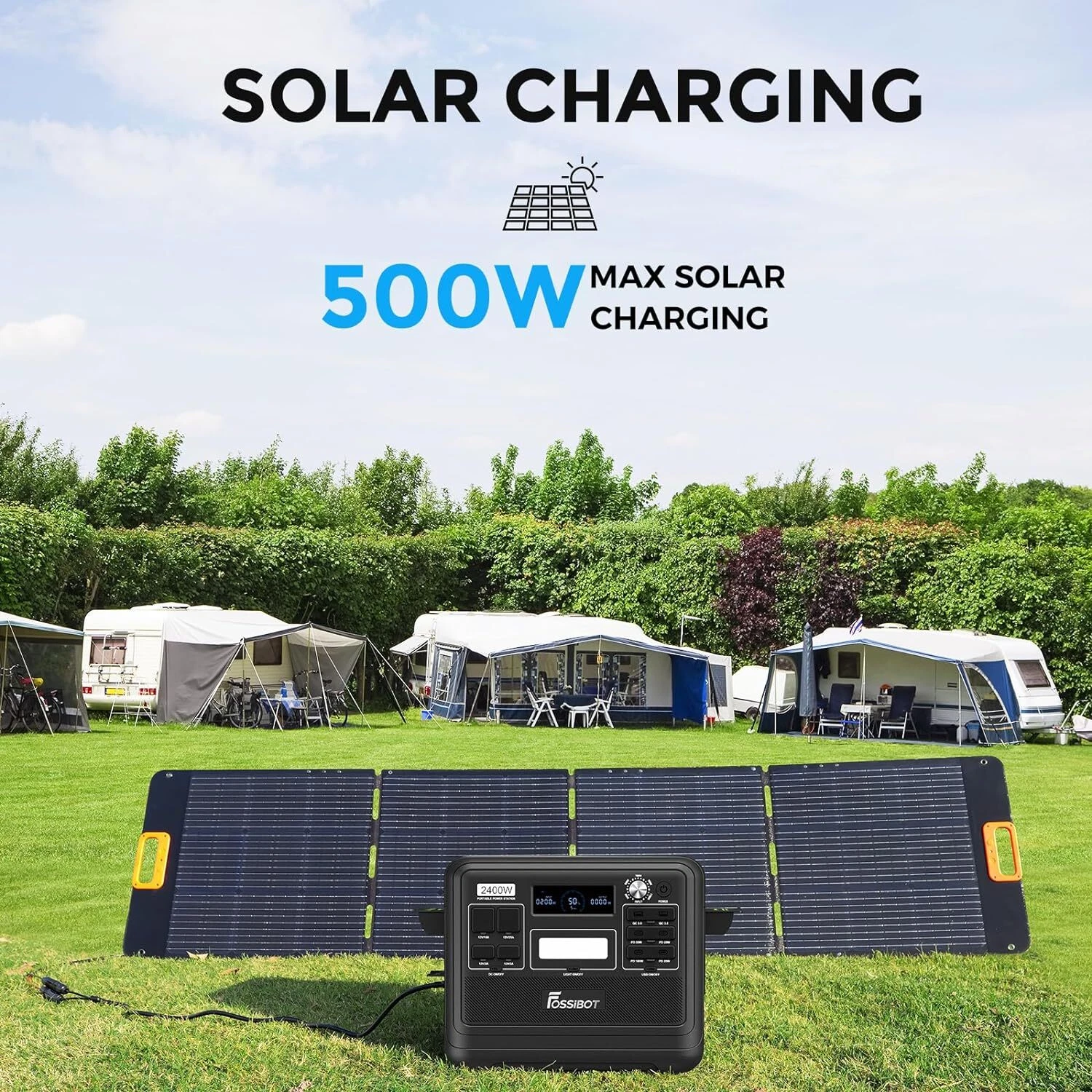 Statie de incarcare portabila Fossibot F2400 Negru, 2400W, 2048Wh, 640000mAh, Ecran LCD, Protectie BMS, 16 iesiri, Lanterna LED, SOS [13]