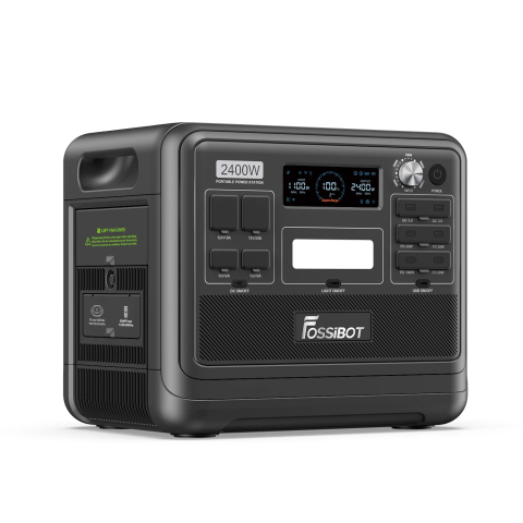 Statie de incarcare portabila Fossibot F2400 Negru, 2400W, 2048Wh, 640000mAh, Ecran LCD, Protectie BMS, 16 iesiri, Lanterna LED, SOS [1]
