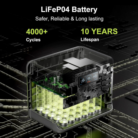 Statie de incarcare portabila Fossibot F2400 Negru, 2400W, 2048Wh, 640000mAh, Ecran LCD, Protectie BMS, 16 iesiri, Lanterna LED, SOS [16]