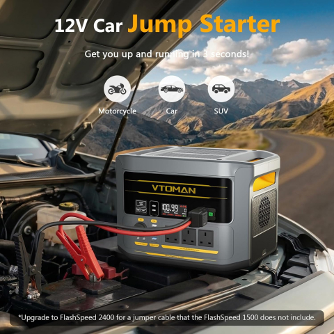 Kit generator solar portabil VTOMAN FlashSpeed2400, 2400W 1408Wh cu panou 200W [11]
