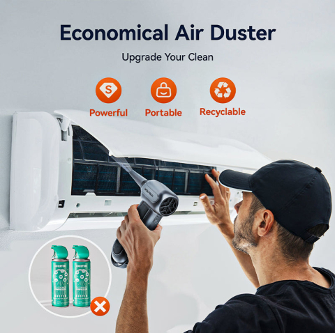 Suflanta de Aer Electrica WOLFBOX MF100, 3 Trepte de Viteza, 5 Capete de Suflare Incluse, 150000 Rpm la Putere Maxima - Potrivita pentru Curatarea Tastaturilor, Masinii, pentru Casa si Exterior [3]
