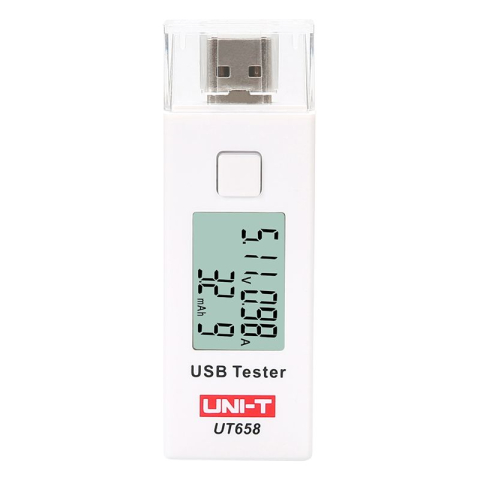 Tester Mufe USB Uni-T UT658, Tensiune 3-9V, Curent 0-3A, Capacitate 9999mAh, Iluminare LCD [1]