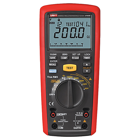 Scule si aparate - Tester Rezistenta Izolatie Uni-T UT505B, 50V-1000V Test, Izolatie 20GOhm, Autoscalare, Continuitate, Oprire Automata