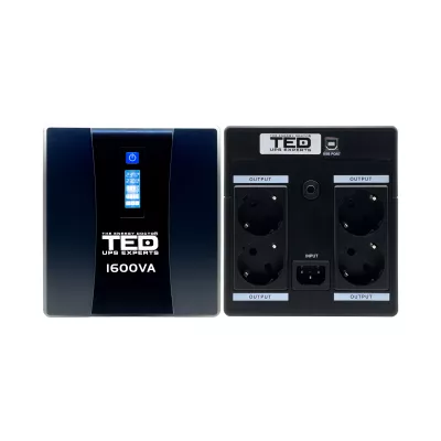 UPS 1600VA 900W cu Stabilizator si Management, 4x Schuko, Ecran LCD si 2x Acumulator 12V 9Ah, TED Electric [1]