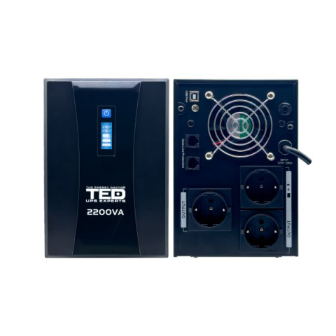 UPS 2200VA 1250W cu Stabilizator si Management, 3x Schuko, Ecran LCD si 4x Acumulator 12V 7Ah, TED Electric [2]