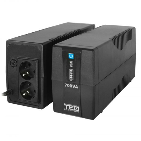 UPS 700VA 400W cu Stabilizator fara Management, 2x Schuko, Ecran LED si Acumulator 12V 7Ah, TED Electric TED003966 [2]
