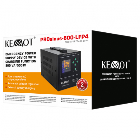 UPS pentru centrala termica cu unda sinusoidala pura, display LCD si 1 iesire Schuko 800VA 500W, utilizeaza 1 acumulator 12V (neinclus), Kemot [3]