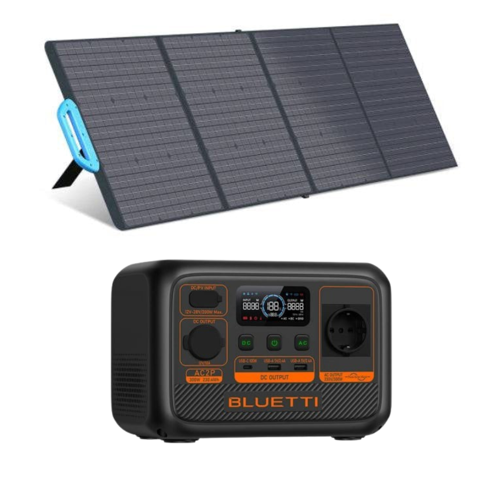 Kit Generator Solar Portabil 230.4Wh 300W, Bluetti AC2P + panou 200W