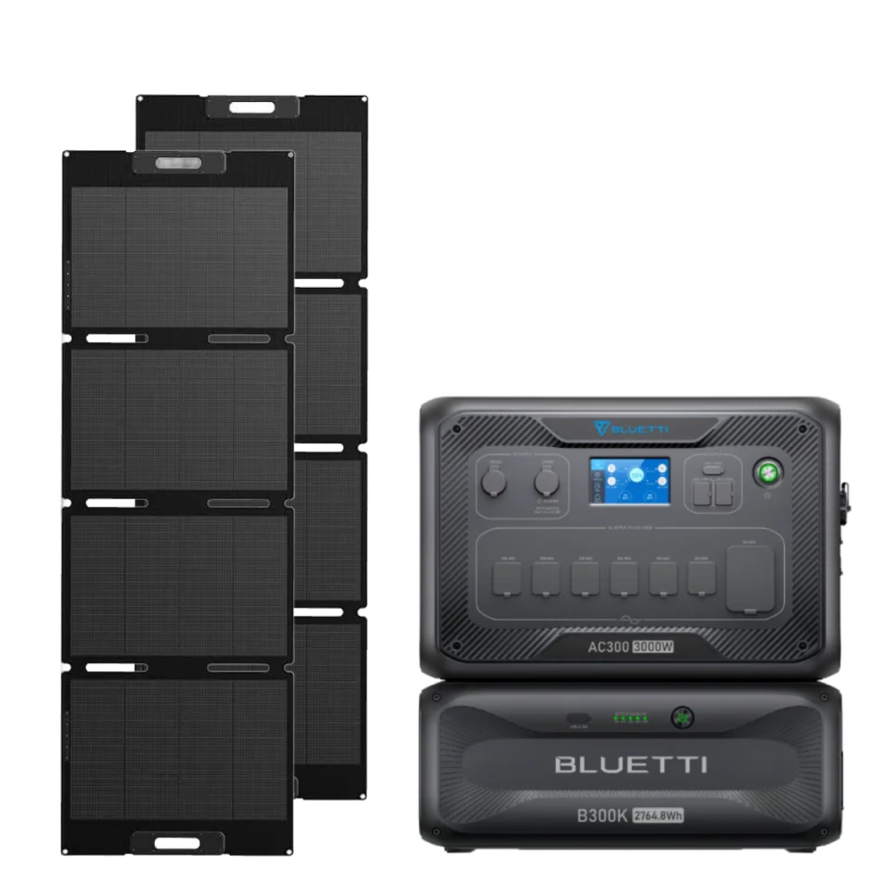 Kit Generator Solar Portabil 3000W 2764.8Wh Bluetti AC300 + B300K + 2X panou 200W