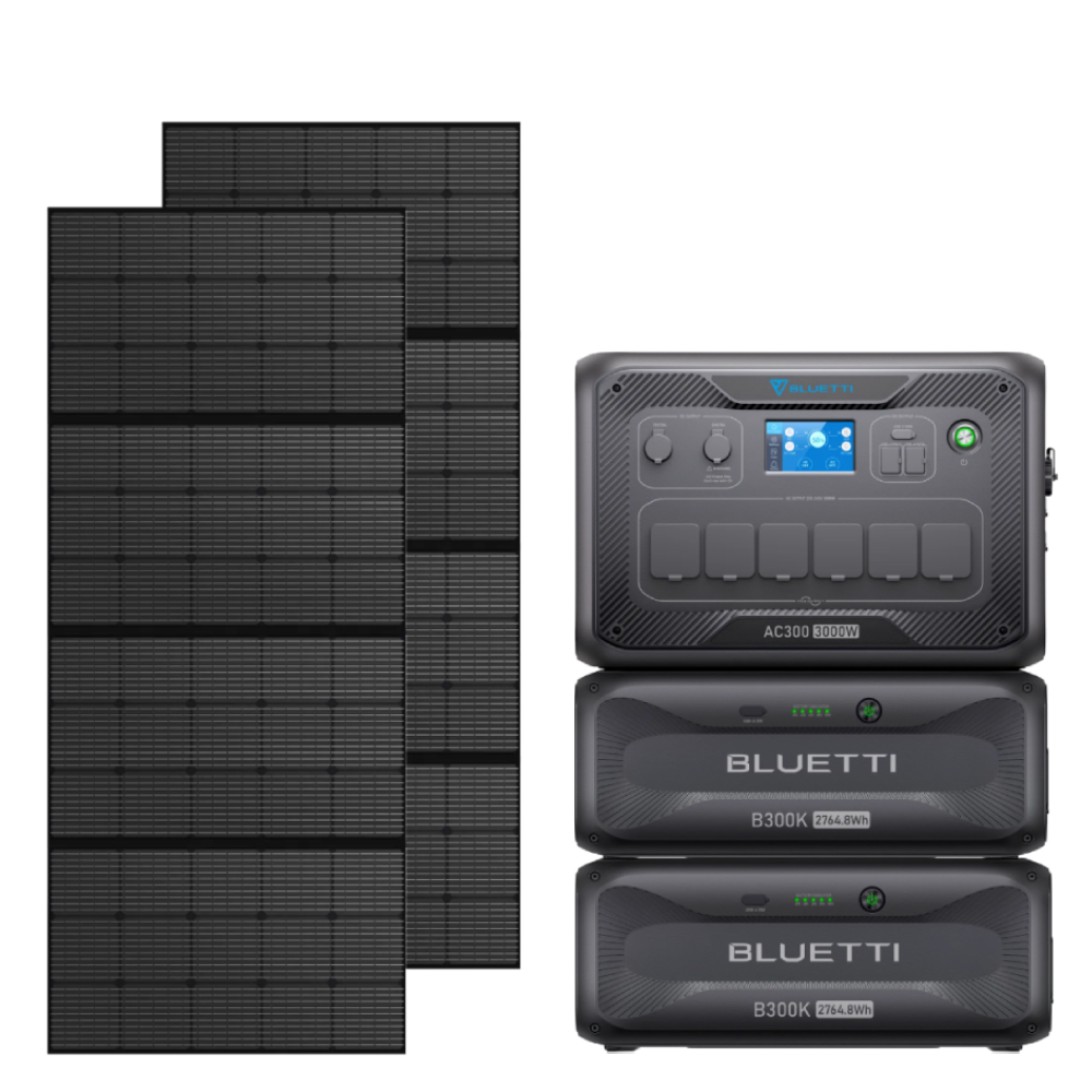 Kit Generator Solar Portabil 3000W 5529.6Wh Bluetti AC300 + B300K + 2X Panou 350W