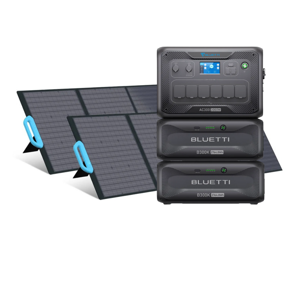 Kit Generator Solar Portabil 3000W 5529.6Wh Bluetti AC300 + B300K + 2X panou 200W