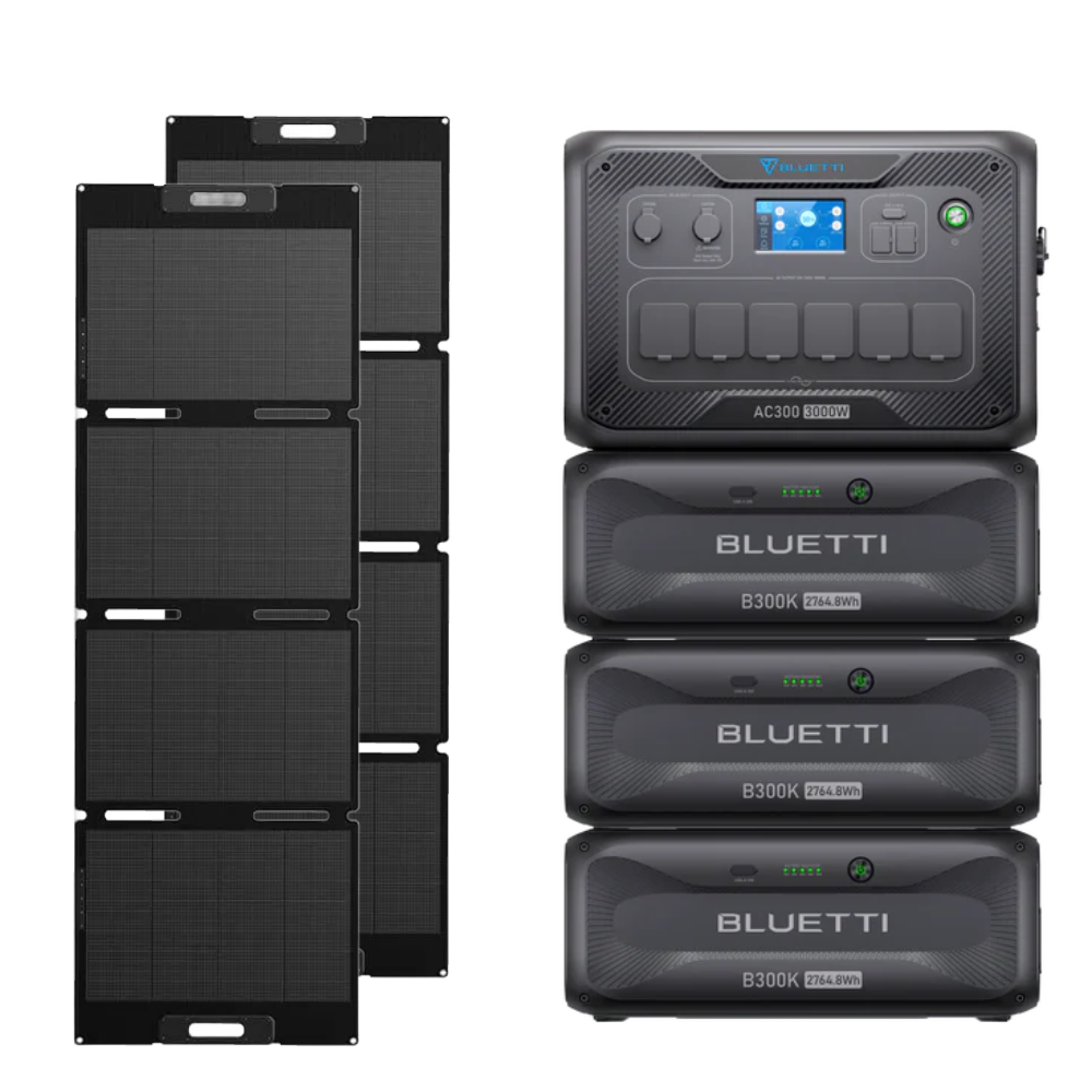 Kit Generator Solar Portabil 3000W 8294.4Wh Bluetti AC300 + B300K + 2X panou 200W