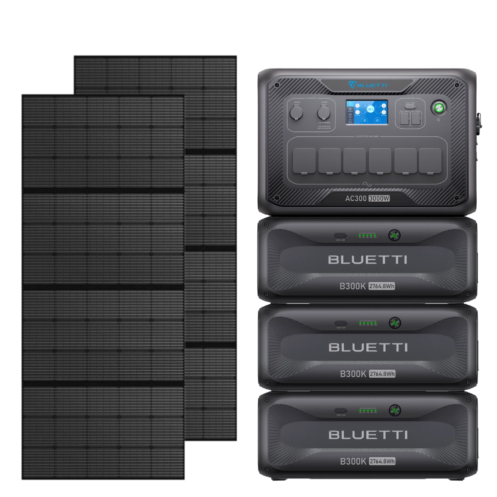 Kit Generator Solar Portabil 3000W 8294.4Wh Bluetti AC300 + B300K + 2X Panou 350W