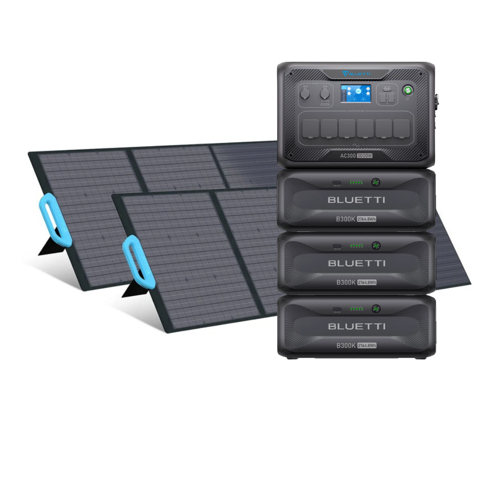 Kit Generator Solar Portabil 3000W 8294.4Wh Bluetti AC300 + B300K + 2X panou 200W